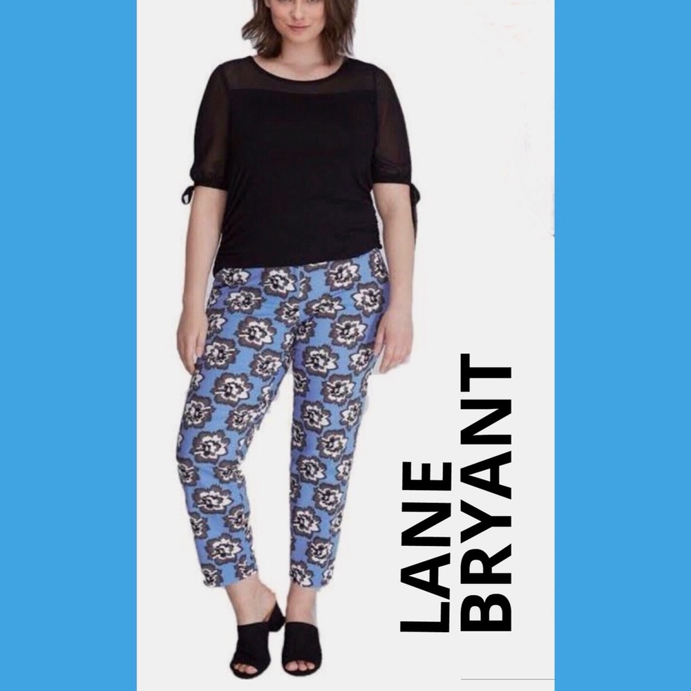 Lane Bryant Lena Blue floral Pants 16